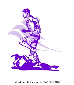 silhouette running athlete