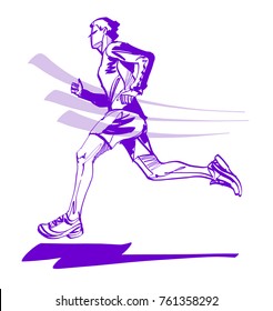silhouette running athlete