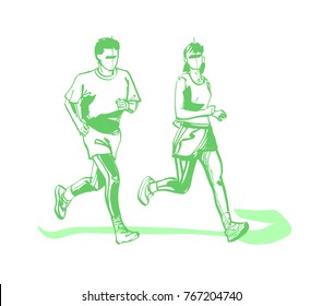silhouette running athlete