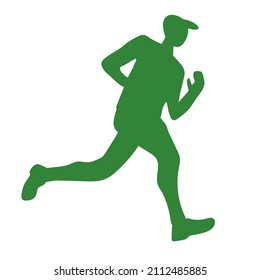 Silhouette of a running athlete. A running competition, a stage of a triathlon. Training healthy lifestyles.