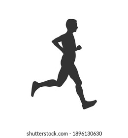 Silhouette Of A Running Athlete. Flat Vector Icon Isolated On A White Background. Simple Style
