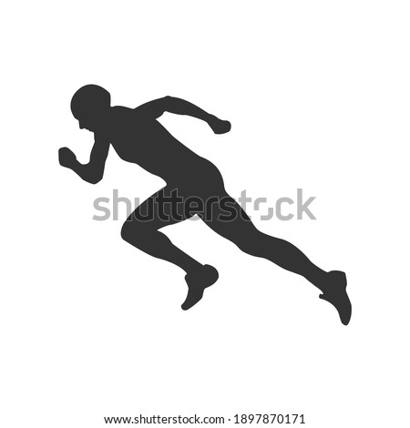 Silhouette of a running athlete. Flat vector icon isolated on a white background. Simple style
