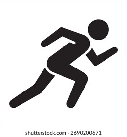Silhouette of a running athlete, representing speed and activity. Sprinting man icon. Sport vector symbol, isolated design.