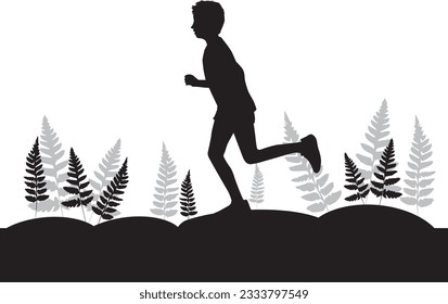 Silhouette of a running boy.