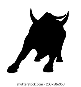 Silhouette of a running bull isolated on a white background. Vector illustration