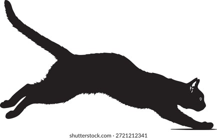 Silhueta de gato correndo. Pode ser usado como elemento de design, clip art. gato preto vetor correndo isolado no fundo transparente.
