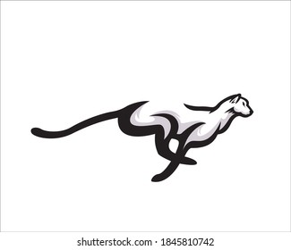 silueta corriendo gato, tigre, león, jaguar, chita, pantera ilustración de diseño del logo 