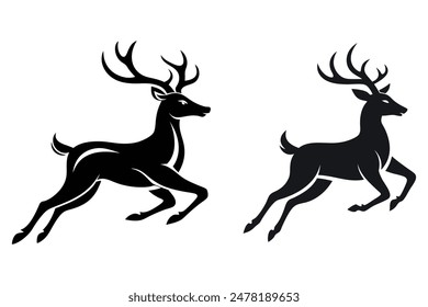 silhouette of  running deer logo