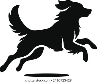 Silhouette of running dog pet animal . vector illustration