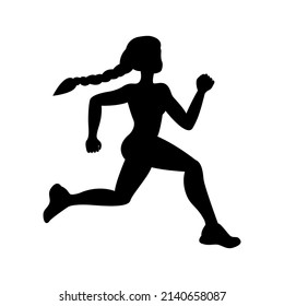 Silhouette of a Running Girl. vector illustration