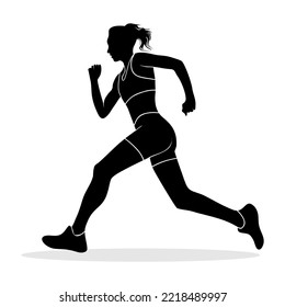 Silhouette of running girl. Vector silhouette illustration