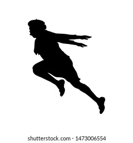 Silhouette running Grandma hands back strive for goals. Vector illustration
