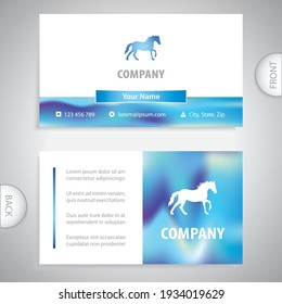 Silhouette of a running horse. Concept for breeding farm or riding school. Business card template. Concept for business and commerce.