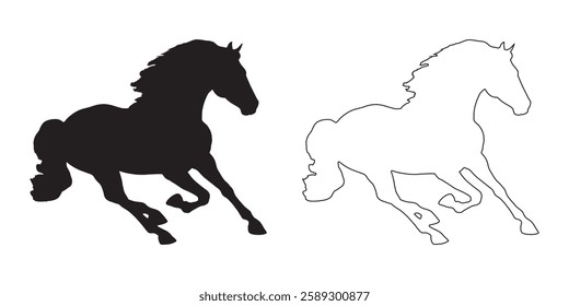 Silhouette of a Running Horse - Crisp Horse Outline for Graphics
