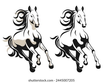 Silhouette of a running horse. Horse tattoo. Vector graphics