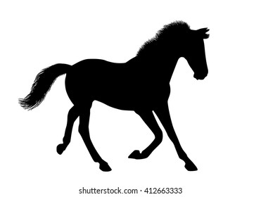 Silhouette of a running horse. There is a variant in a vector.