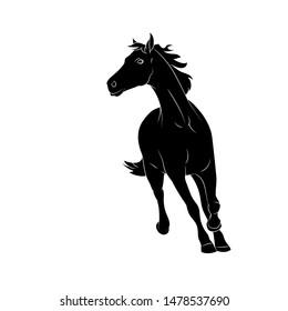 Silhouette of the running horse. Vector illustration.