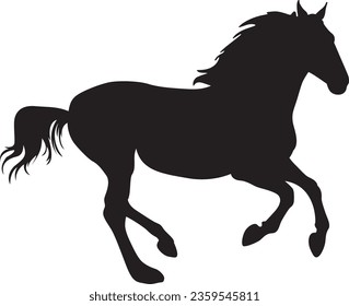Silhouette of a running horse, Vector illustration 