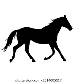 Silueta de un caballo corriendo. Ilustración vectorial aislada en un fondo blanco