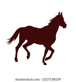 Silueta de un caballo corriendo. Ilustración vectorial aislada en un fondo blanco