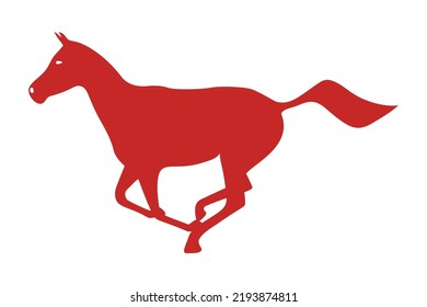 Silhouette of a running horse with waving tail, vector illustration