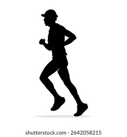 Silhouette of running isolated on White. Running Silhouette Icon.