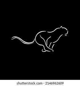 Silhouette of a running jaguar on a black background