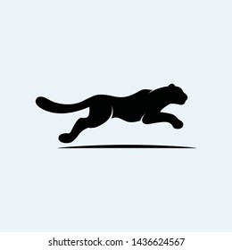 Silhouette Running Leopard vector illustration. cheetah logo