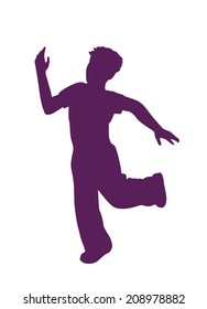 Silhouette of running little boy