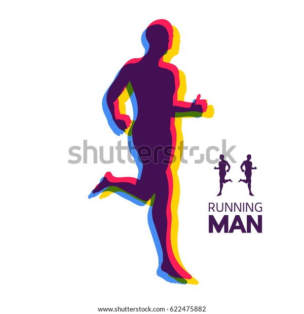 ランニングマンのシルエット スポーツのデザイン マラソンとジョギングのエンブレム ベクターイラスト のベクター画像素材 ロイヤリティフリー