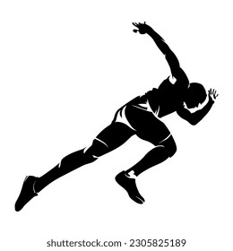 Silhouette running man isolated on white background illustration vector.