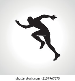 Silhouette de un hombre que corre o trotar o velocista. Icono o símbolo de concepto de trompeta e impresión.