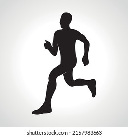 Silhouette of a running man or jogger or sprinter. Jogging and sprint concept icon or symbol.
