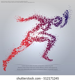 silhouette of a running man particle composition