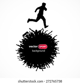 Silhouette of a running man. Poster.