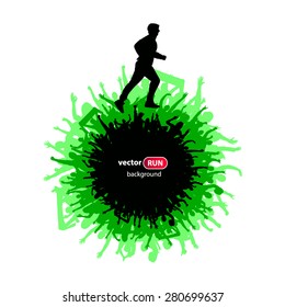 Silhouette of a running man. Poster.