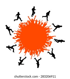 Silhouette of a running man. Poster.