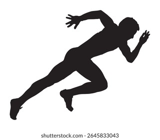 silhueta de um homem correndo na postura de corrida usada para esportes, fitness ou conceitos atléticos	

