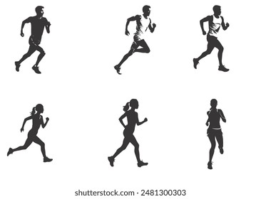 silhouette running man. Vector people running silhouettes
