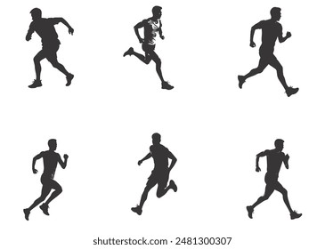 silhouette running man. Vector people running silhouettes