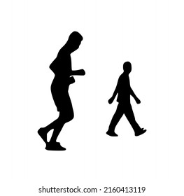 silhouette of running people. person silhouette