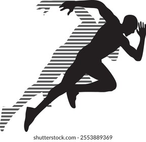 Silhouette of running person with shadow effect with eps formatted