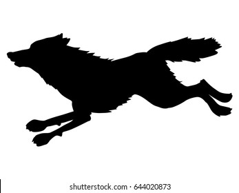 silhouette of running wolf