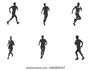 silueta de mujer corriendo. Vector personas corriendo siluetas