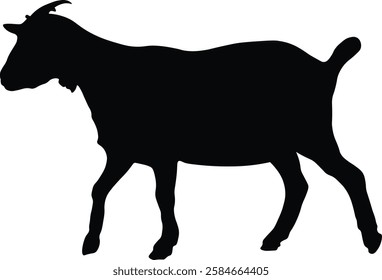 Silhouette of Sacrifice Animal. Eid Al Adha Celebration. Isolated on White Background.