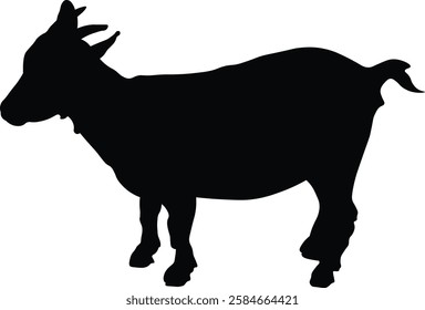 Silhouette of Sacrifice Animal. Eid Al Adha Celebration. Isolated on White Background.