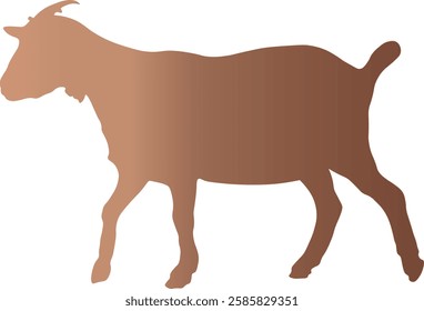Silhouette of Sacrifice Animal. Eid Al Adha. Vector Illustration in Brown Color Design.