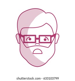 silhouette sad man head and face with glasses