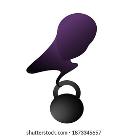Silhouette of a sad man with a weight pulling down. The concept of psychological problems, melancholy, sadness, suicide. World Narcissistic Abuse Awareness Day, complex Posttraumatic Stress Disorder.