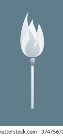 Silhouette of Safety match with flame. Vector Illustration. Eps 10.